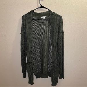 Green loose knit cardigan